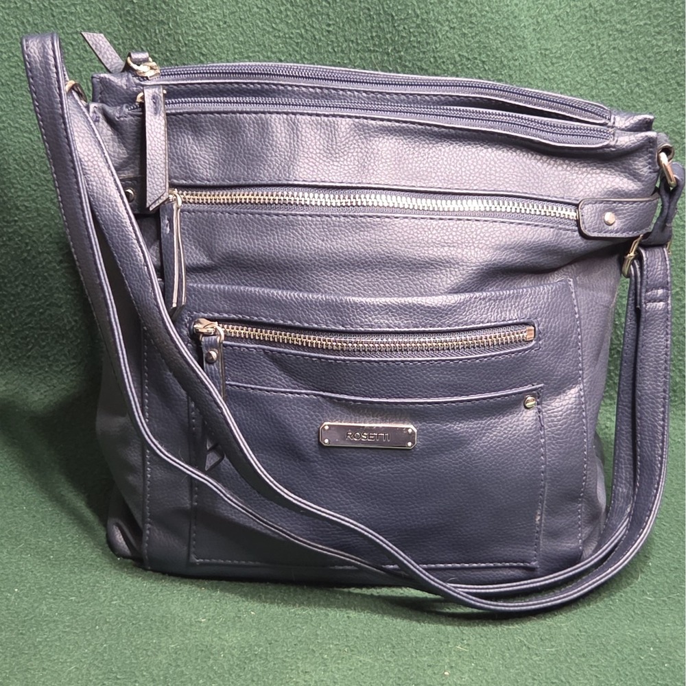 Rosetti Blue Women's Shoulder Bag Zip Closure Multiple Pocket Purse